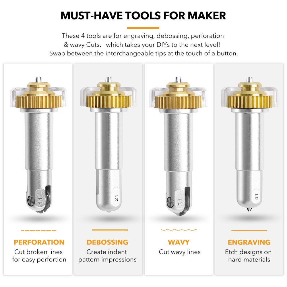 Diy Automation - 1個入り ウェーブブレード彫刻チップ Maker/Maker 3/Maker 4マシン対応 ベーシックパーフォレーションブレード