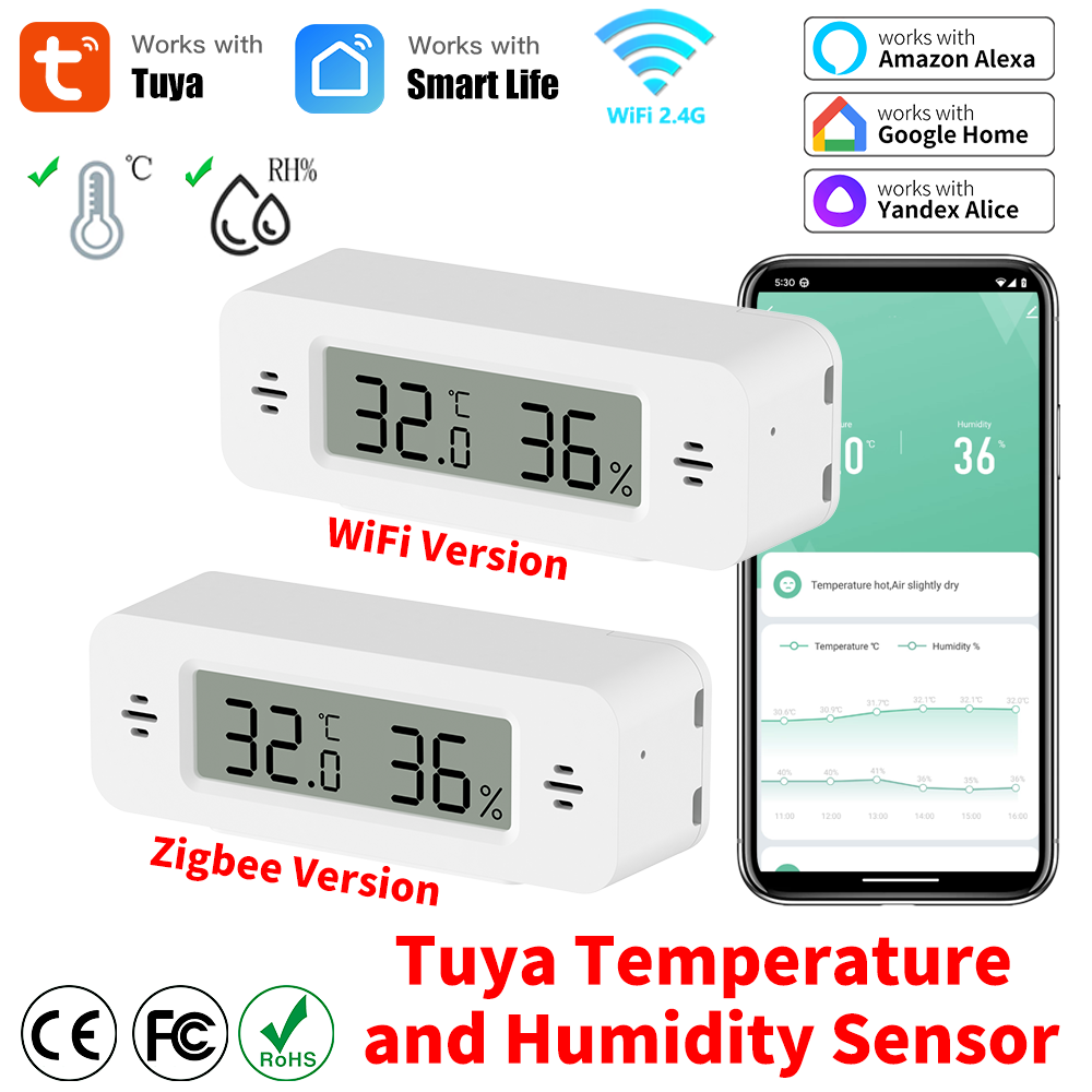Home Automation Ideas - Tuya WiFi/Zigbee 温度湿度センサー スマートホームオートメーション 温度計 湿度計
