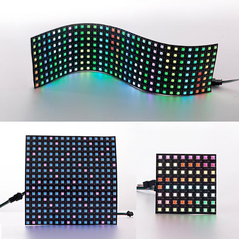 Rgb Led Matrix 8X8 - WS2812Bスマートピクセルモジュールマトリックスパネル 8x8 16x16 8x32 LEDフレキシブル個別アドレス指定可能パネル WS2812