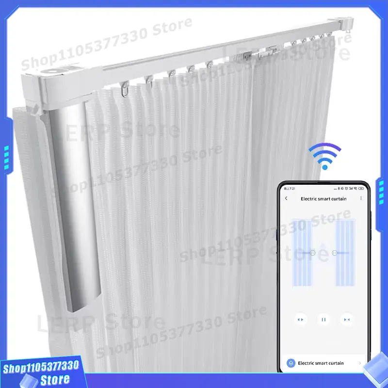 Home Automation System Design - スマート電動カーテンレールシステム、ホームオートメーション向け、静音動作、簡単設置、モダンデザイン