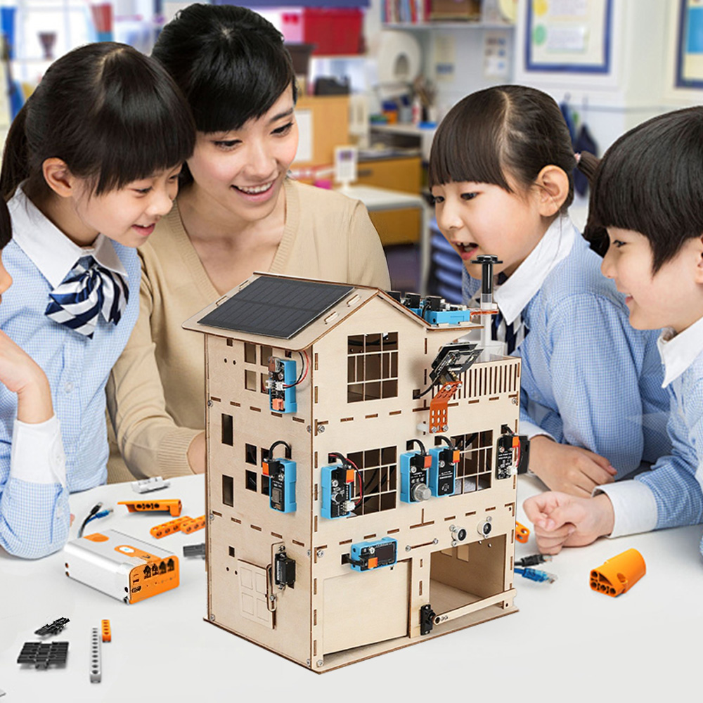 Home Automation Diy Kit - STEM DIY AIスマートホームキット プログラム可能な木製ハウス電子ロボットキット ESP32ベース 学校教育自動化プロジェクト