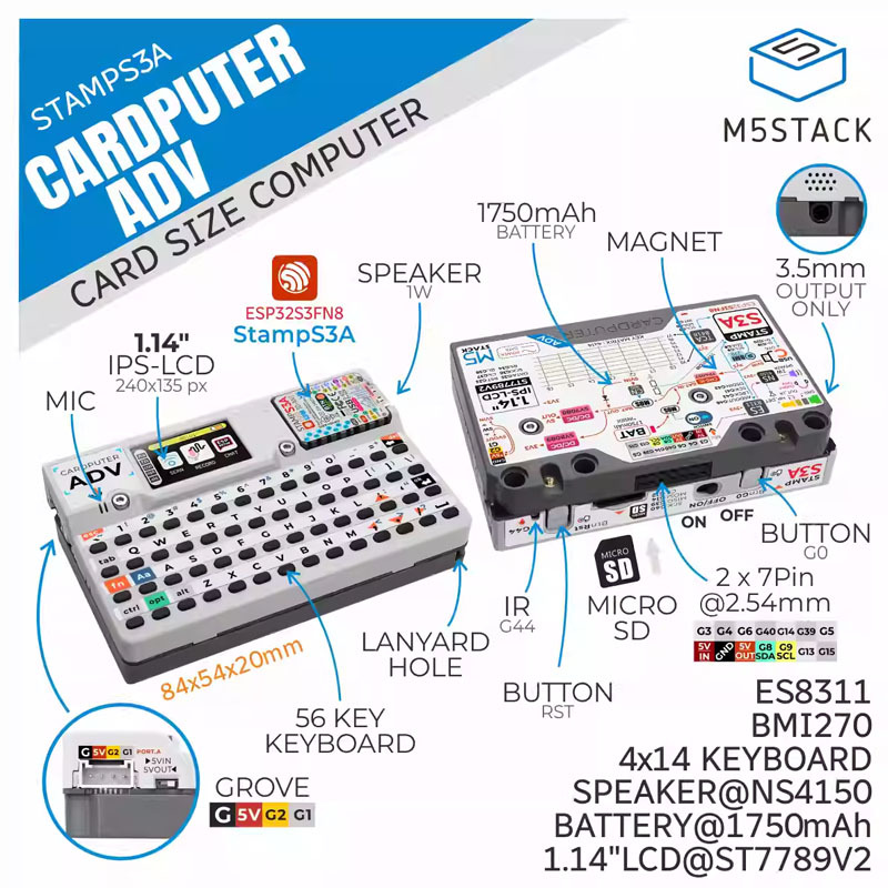 Iot Diy Home Automation - M5Stack Cardputer Adv プログラマブルカードサイズコンピュータ StampS3A IoT