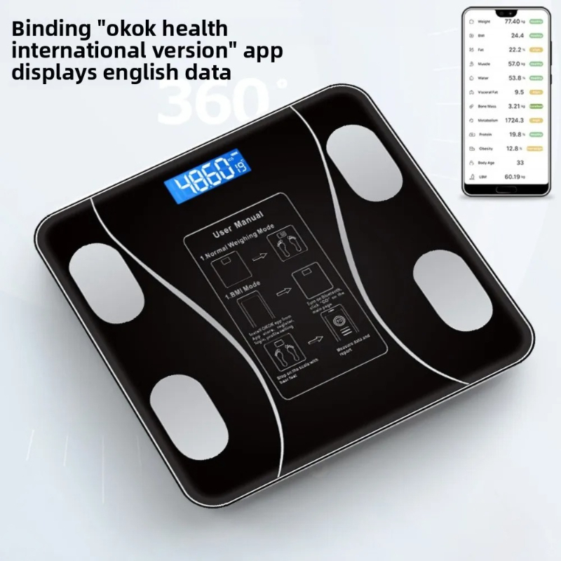 26×26cm充電式スマート体脂肪計、アプリ対応LCDディス - Home Automation Industry のレビューと価格