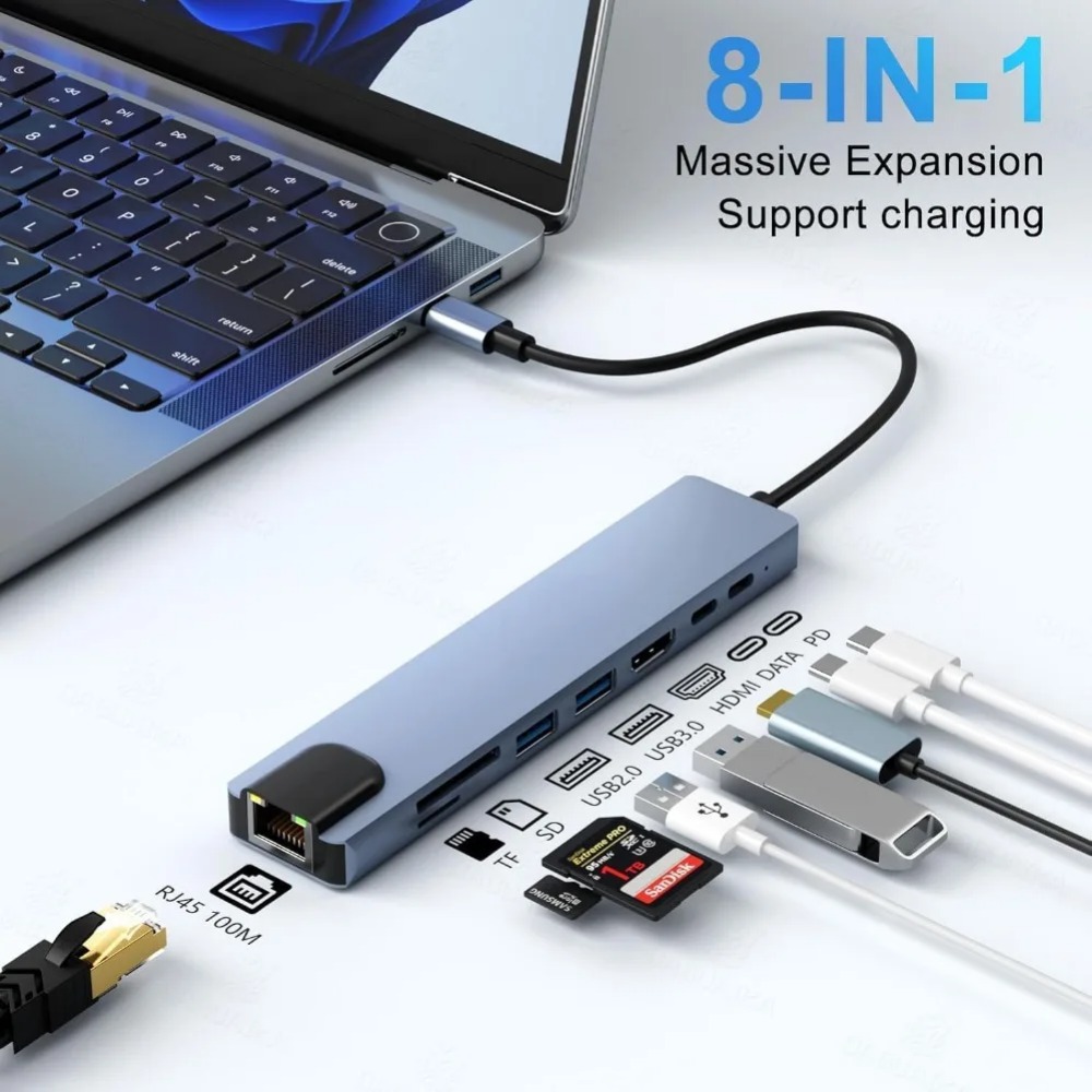 USB Cハブ 8/7 in 1 4K HDMIアダプタース - Home Assistant Sd のレビューと価格