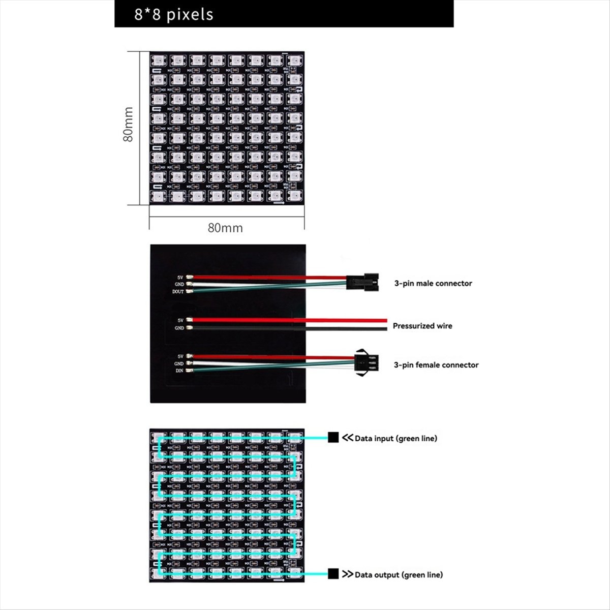 A36R WS2812B ドットマトリックススクリーン RG - Rgb Led Matrix 8X8 のレビューと価格